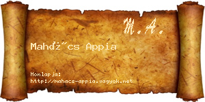 Mahács Appia névjegykártya